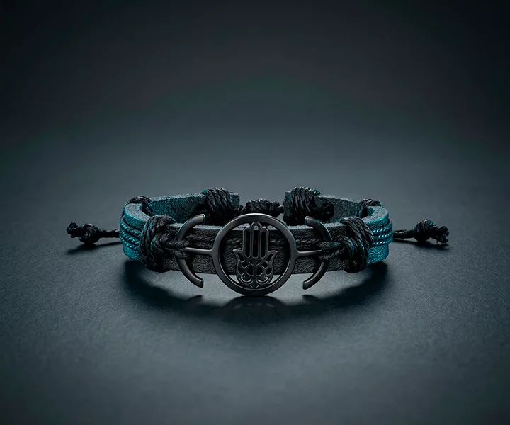 Manilla de hombre en cuero color azul - 3139