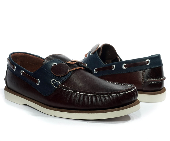 Zapato mocasín Apache para hombre color coñac azul - 2403